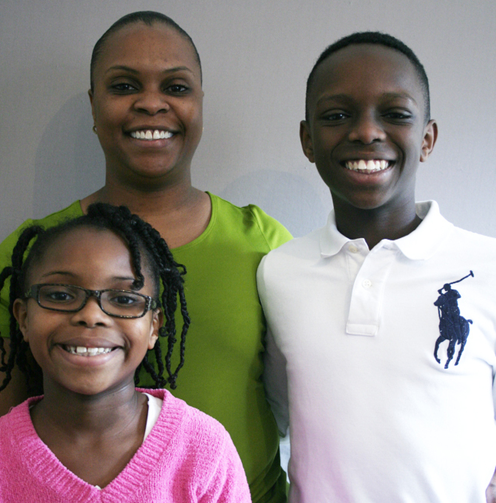 Talana and Willie with their mother, Felicia Banks, who served in Iraq in 2005.
