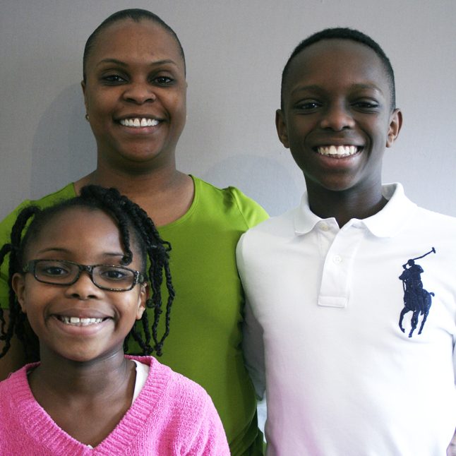 Talana and Willie with their mother, Felicia Banks, who served in Iraq in 2005.