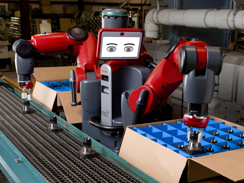 Baxter is billed by its makers as a "collaborative manufacturing robot." It can work alongside humans to do simple, repetitive tasks.