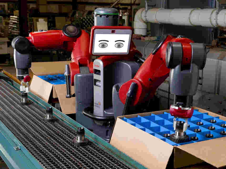 Baxter is billed by its makers as a "collaborative manufacturing robot." It can work alongside humans to do simple, repetitive tasks.