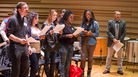 A coach and high school students work on Osvaldo Golijov's Passion According to St. Mark with the composer (right) in November 2012. A coach and high school students work on Osvaldo Golijov's Passion According to St. Mark with the composer (right) in November 2012.