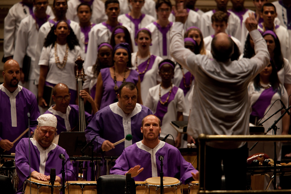 Golijov's <em>Passion</em> calls for sacred Cuban bata drums, plus congas and a battery of Brazilian drums. 
