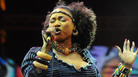 Malian singing legend Oumou Sangare performing in Essaouira, Morocco in June 2012. Malian singing legend Oumou Sangare performing in Essaouira, Morocco in June 2012.