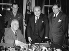 President Franklin D. Roosevelt meets with the National Jewish Welfare Board — (left to right) Walter Rothschild, Chaplain Aryeh Lev, Barnett Brickner and Louis Kraft — at the White House on Nov. 8, 1943. President Franklin D. Roosevelt meets with the National Jewish Welfare Board — (left to right) Walter Rothschild, Chaplain Aryeh Lev, Barnett Brickner and Louis Kraft — at the White House on Nov. 8, 1943.