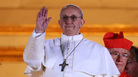 The newly elected Pope Francis (formerly known as opera lover and Argentine Cardinal Jorge Mario Bergoglio) appears on the balcony of St Peter's Basilica on March 13, 2013 in Vatican City. The newly elected Pope Francis (formerly known as opera lover and Argentine Cardinal Jorge Mario Bergoglio) appears on the balcony of St Peter's Basilica on March 13, 2013 in Vatican City.
