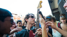 A member of Beach Fossils jumps into the crowd at The Mohawk. A member of Beach Fossils jumps into the crowd at The Mohawk.