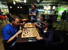 Google employees play chess at the company's Russian headquarters in Moscow. Experts say tech companies are using "serendipitous interaction" in their workplace design to promote idea sharing and communication between employees. Google employees play chess at the company's Russian headquarters in Moscow. Experts say tech companies are using "serendipitous interaction" in their workplace design to promote idea sharing and communication between employees.