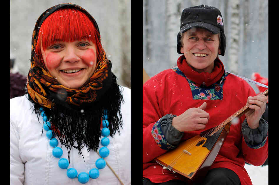 Smiling Russians at the Aksyonovo village celebrations of Maslenitsa in 2012.