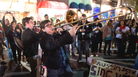 Twin Horns Of Joy? Members of the band The Bottom Dollars play on the street in Austin, Texas, during the opening night of the South by Southwest music festival. Twin Horns Of Joy? Members of the band The Bottom Dollars play on the street in Austin, Texas, during the opening night of the South by Southwest music festival.