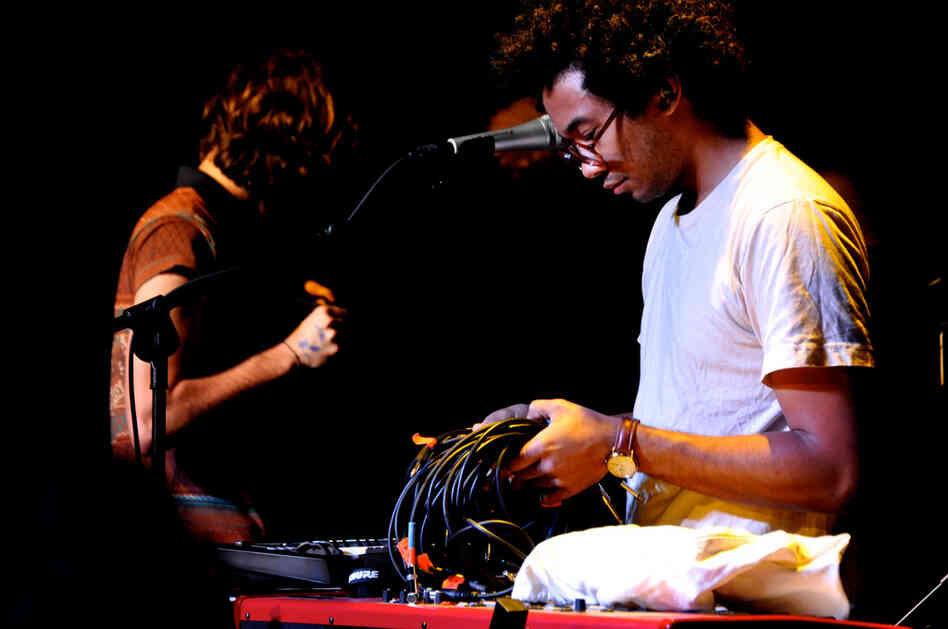 Wrapped in cords, Toro y Moi plays the KCRW showcase at Haven. 