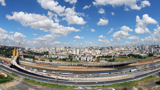 The city of Sao Paolo, Brazil, shot with a fisheye lens. Standards of living are improving not just in the big developing nations like Brazil, but also in smaller countries such as Bangladesh and Ghana.