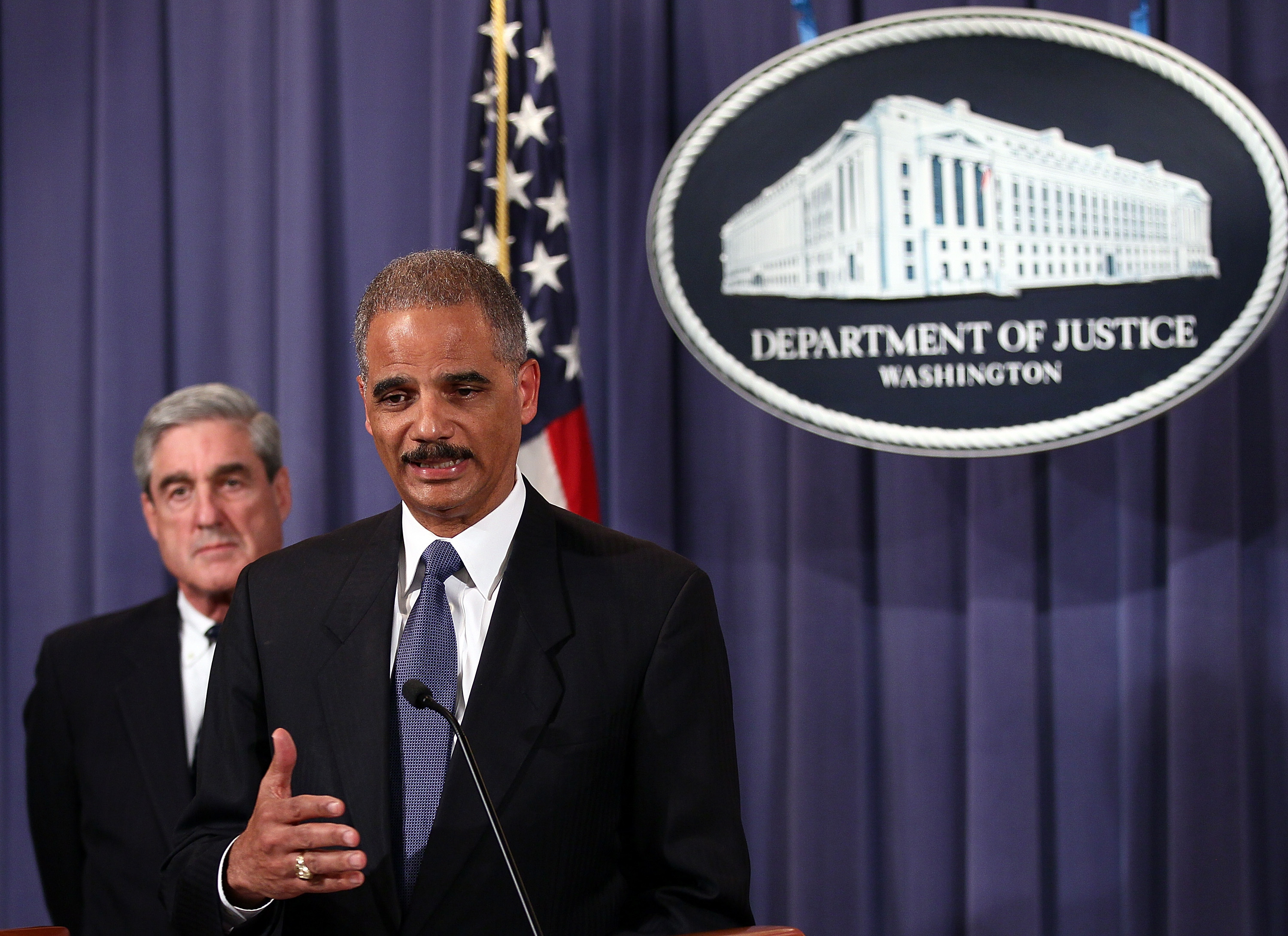 U.S. Attorney General Eric Holder, right, and FBI Director Robert Mueller.