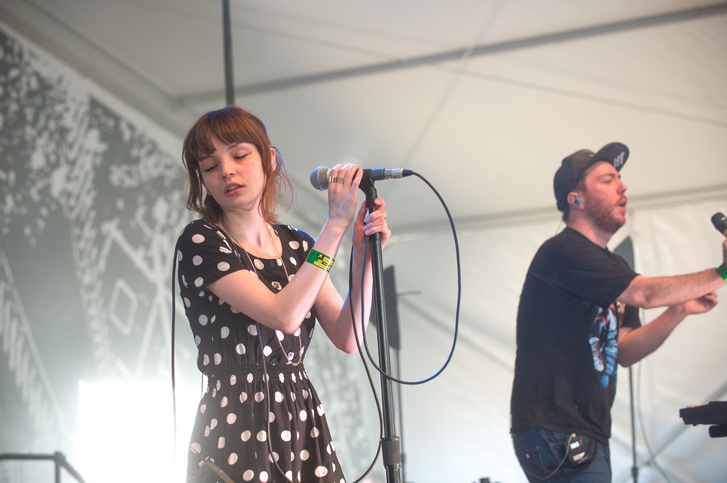 Dramatic, blissful and awash in synths, Lauren Mayberry (left) and Martin Doherty of CHVRCHES play the Fader Fort.