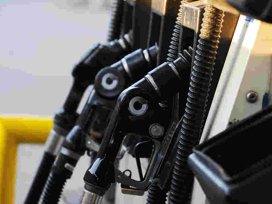 Handles on a gas pump in Brooklyn.