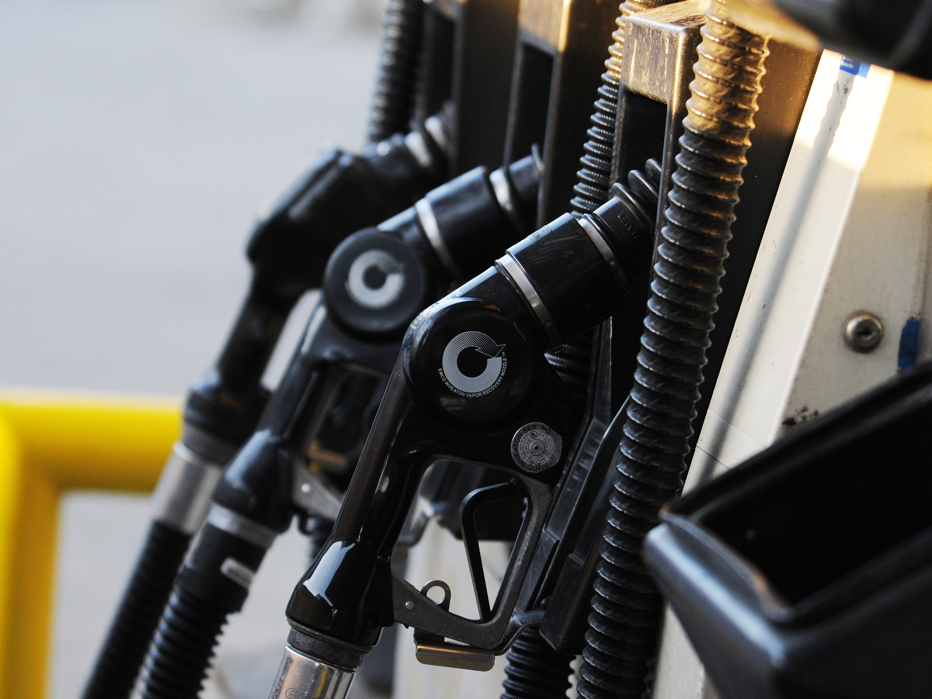 Handles on a gas pump in Brooklyn.