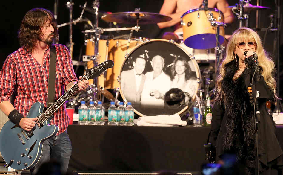 Dave Grohl (left) and Stevie Nicks both spoke in front of (separate) large audiences at SXSW during the day on Thursday. Later that night, they performed together in a concert by Grohl's Sound City Players.
