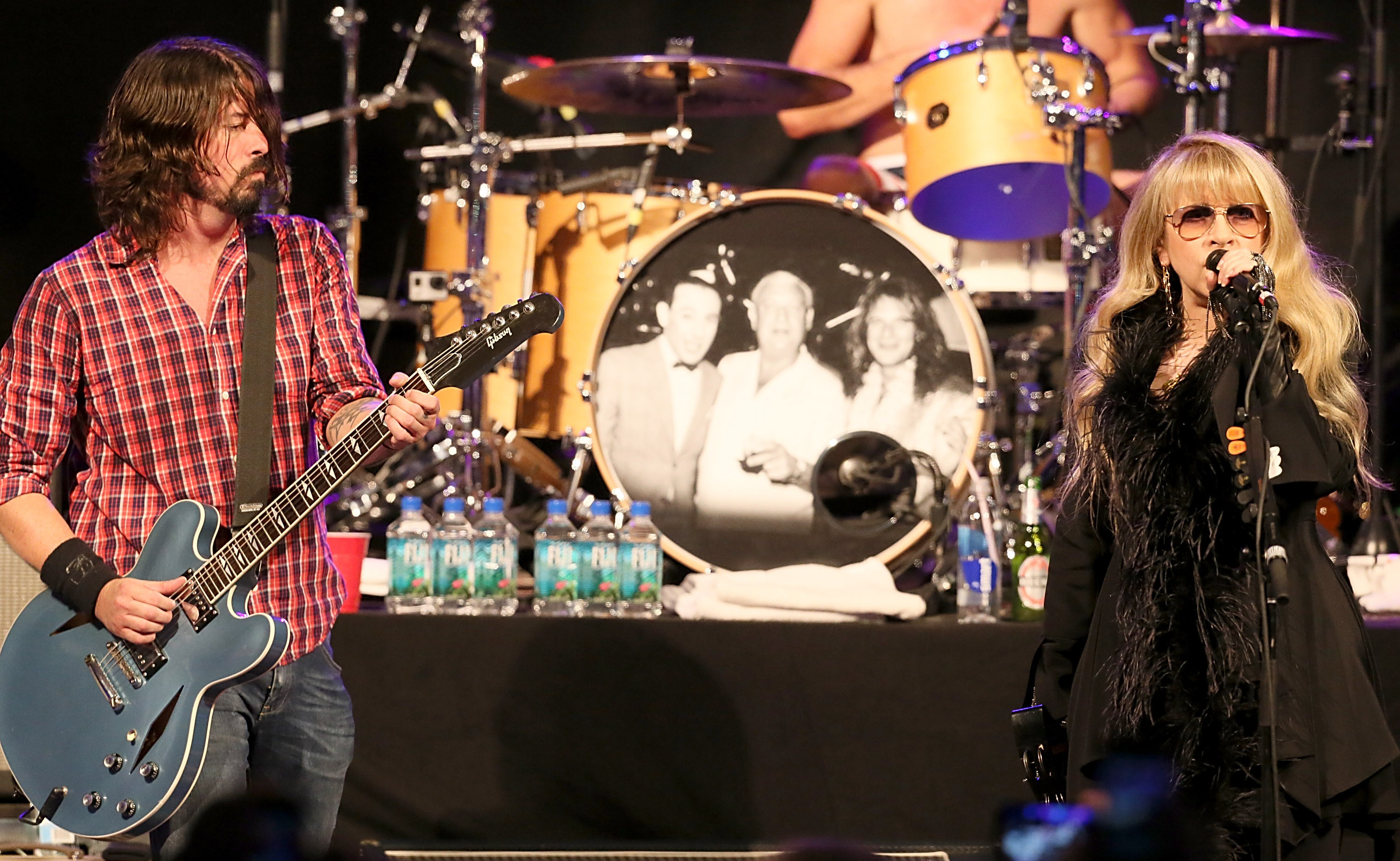 Dave Grohl (left) and Stevie Nicks both spoke in front of (separate) large audiences at SXSW during the day on Thursday. Later that night, they performed together in a concert by Grohl's Sound City Players.
