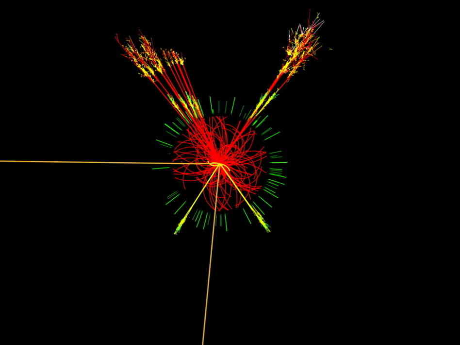 This is what researchers at the ATLAS detector at the Large Hadron Collider expect a Higgs boson to look like. The Higgs boson is the subatomic particle that scientists say gives everything in the universe mass.