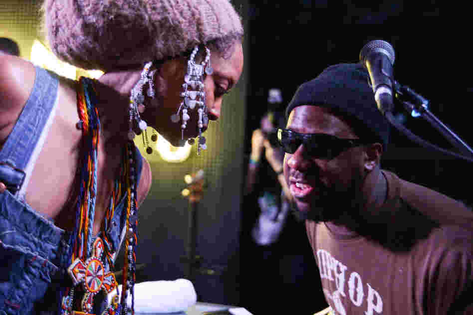 Erykah Badu (left) joins Robert Glasper of the Robert Glasper Experiment for some R&B-drenched jazz at Sonos Studio. 
