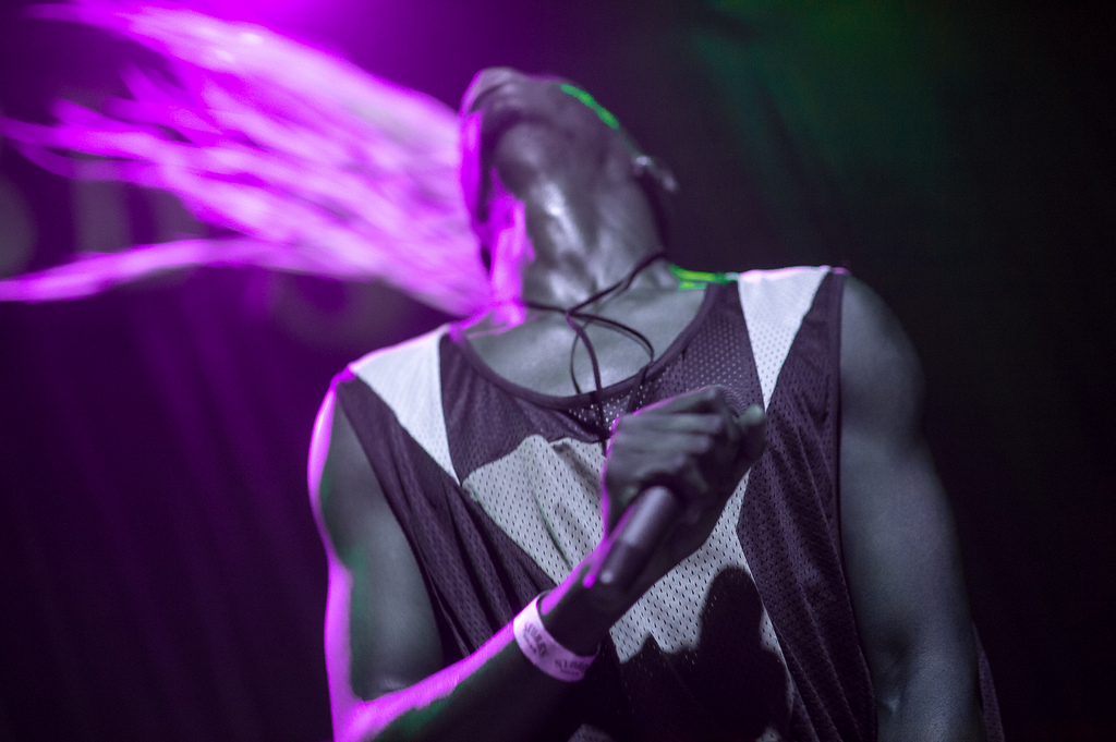 With his braids flying through the UV light, Le1f was the perfect follow to Karen O's performance on the Stubb's mainstage.