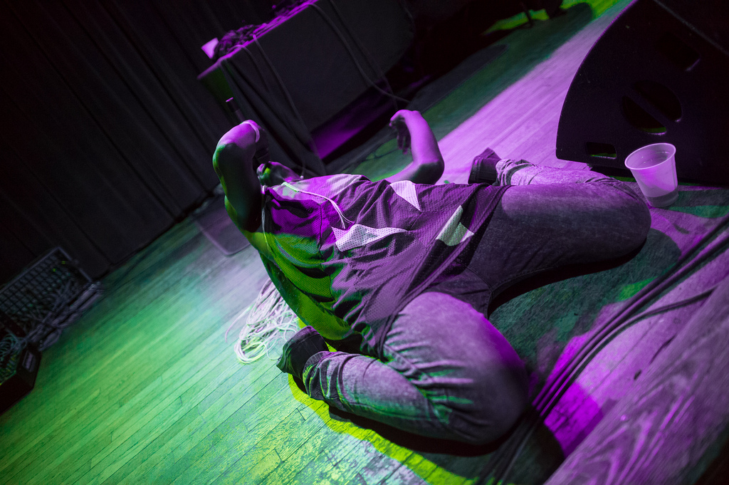 Le1f was equal parts rapper and dancer during his short set.