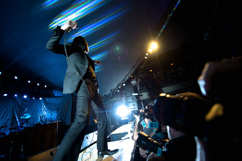 Nick Cave works the crowd like a revival preacher at half-speed during a career-spanning set at NPR Music's SXSW showcase at Stubb's in Austin, Texas.