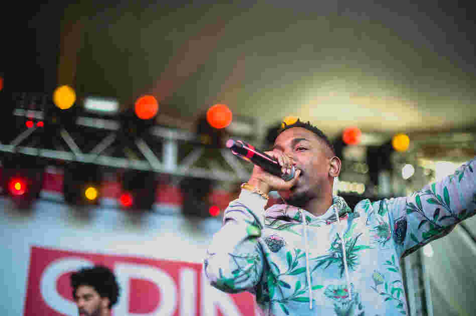 Rapper Kendrick Lamar is rather ubiquitous at SXSW this year, and here performs at Stubb's for the Spin Magazine Party.