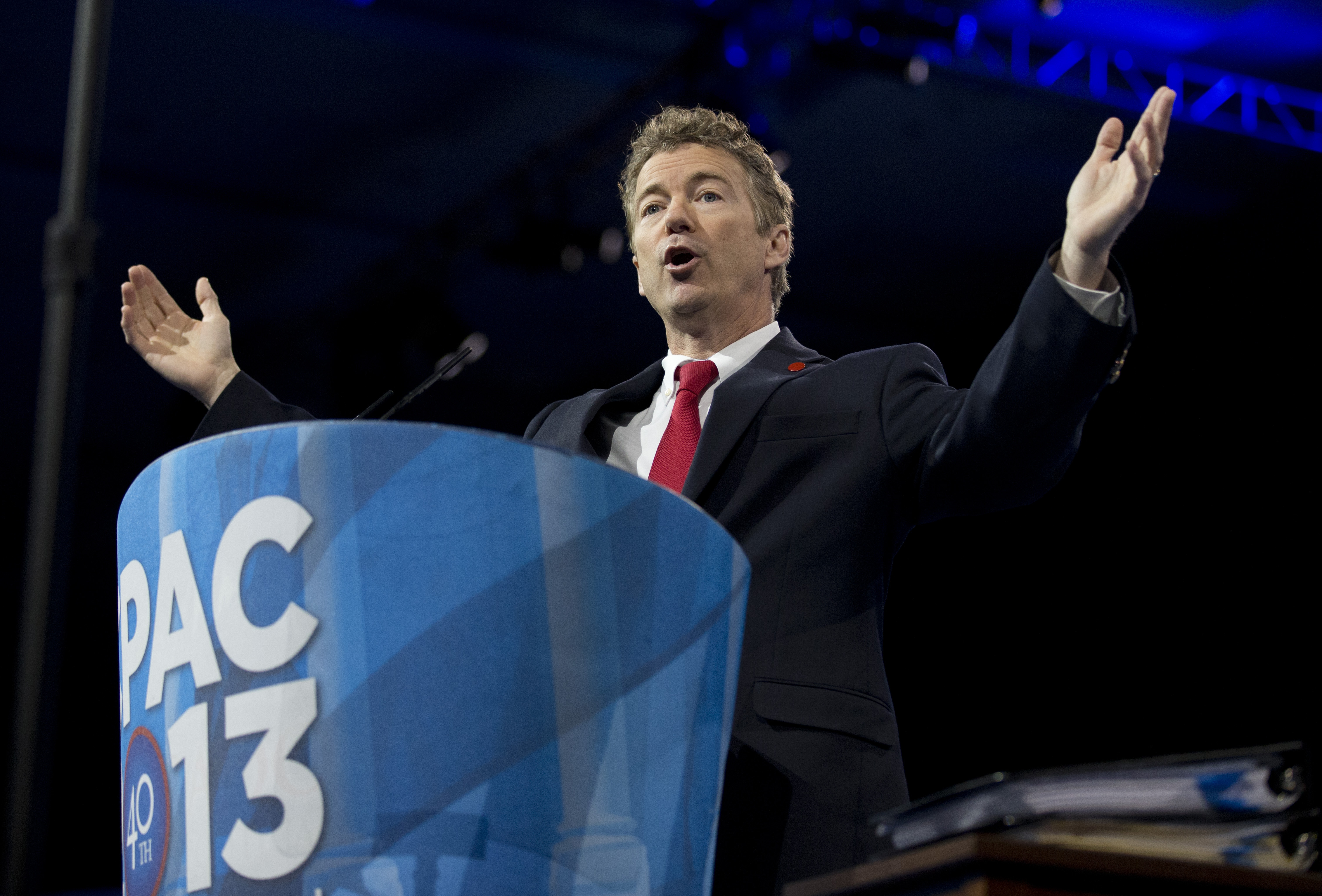 Kentucky Sen. Rand Paul speaks at the 40th annual Conservative Political Action Conference in National Harbor, Md., Thursday. The Tea Party favorite won a presidential straw poll at the annual event on Saturday.