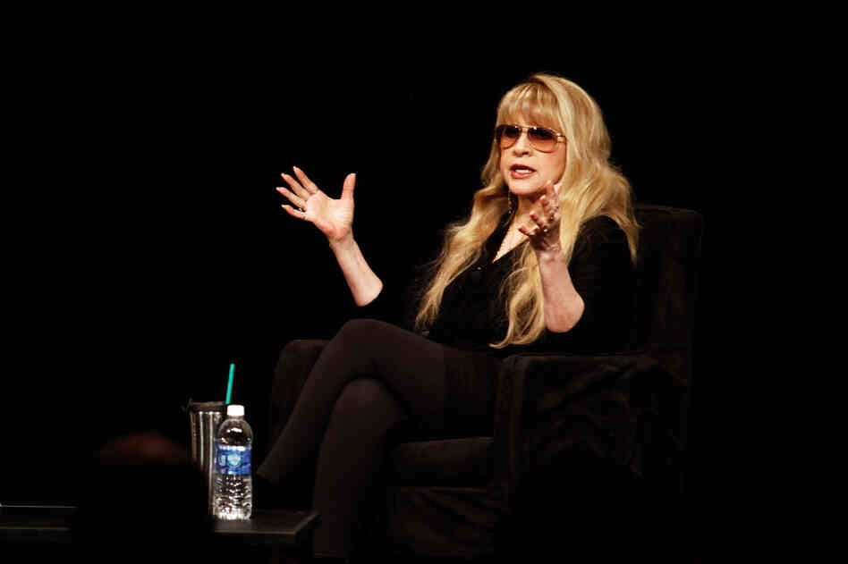 Stevie Nicks speaking on stage at the 2013 South by Southwest Music Festival in Austin, Texas.