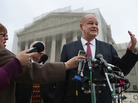 Arizona Attorney General Thomas Horne talks with reporters outside the U.S. Supreme Court after oral arguments in the case challenging Arizona's voter registration law on Monday. Arizona Attorney General Thomas Horne talks with reporters outside the U.S. Supreme Court after oral arguments in the case challenging Arizona's voter registration law on Monday.