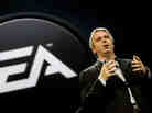 Electronic Arts CEO John Riccitiello, seen here speaking at the E3 Expo in 2010, is stepping down, the company announced Monday.