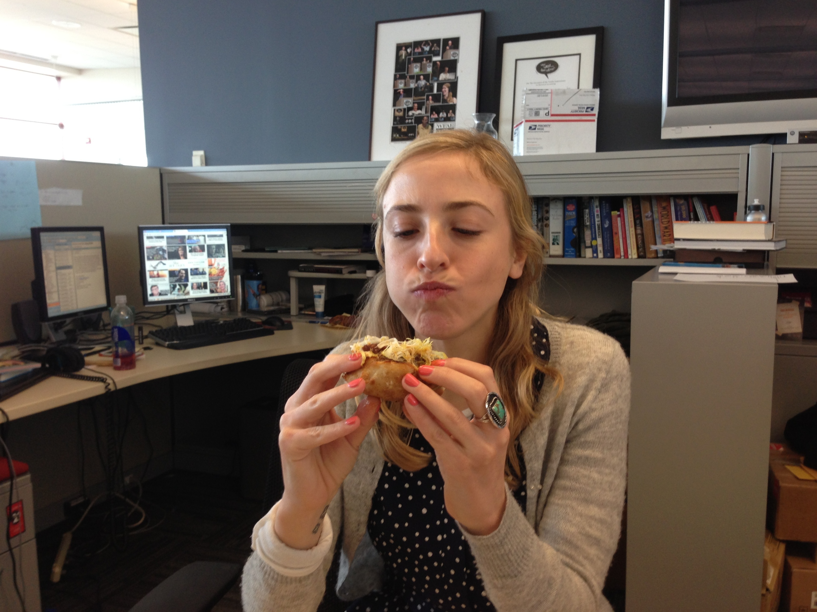 Eva's brain desperately tries to make sense of the sensation of eating something not disgusting on Sandwich Monday.
