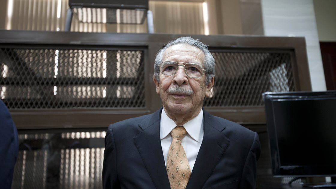 Guatemala's former dictator Efrain Rios Montt arrives in court Jan. 31 in Guatemala City to stand trial on genocide charges. On Tuesday, the prosecution will present its case in the trial.