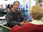 Former South Carolina Gov. Mark Sanford chats with a diner at a restaurant in Charleston, S.C. Sanford is one of 16 Republicans in Tuesday's GOP primary for the special election to fill the vacant 1st Congressional District seat. Former South Carolina Gov. Mark Sanford chats with a diner at a restaurant in Charleston, S.C. Sanford is one of 16 Republicans in Tuesday's GOP primary for the special election to fill the vacant 1st Congressional District seat.