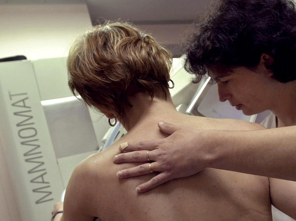 A woman gets a mammogram in Putanges, France.