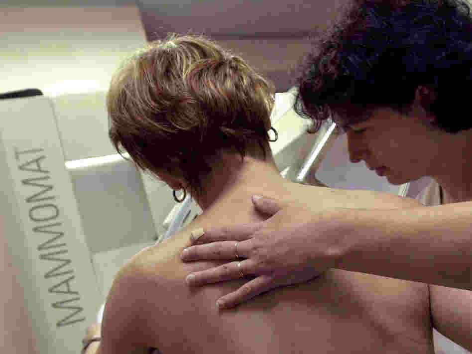 A woman gets a mammogram in Putanges, France.