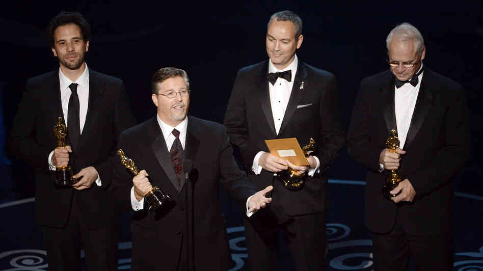 Guillaume Rocheron, Bill Westenhofer, Erik-Jan De Boer and Donald R. Elliott at the 85th Annual Academy Awards in February. Rhythm & Hues Studios, the company that produced the effects for winning film Life of Pi, recently declared bankruptcy. Guillaume Rocheron, Bill Westenhofer, Erik-Jan De Boer and Donald R. Elliott at the 85th Annual Academy Awards in February. Rhythm & Hues Studios, the company that produced the effects for winning film Life of Pi, recently declared bankruptcy.