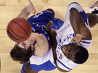 Kansas center Jeff Withey (left) and Kentucky guard Darius Miller battle under the boards during the second half of the NCAA championship on April 2, 2012. Kansas center Jeff Withey (left) and Kentucky guard Darius Miller battle under the boards during the second half of the NCAA championship on April 2, 2012.