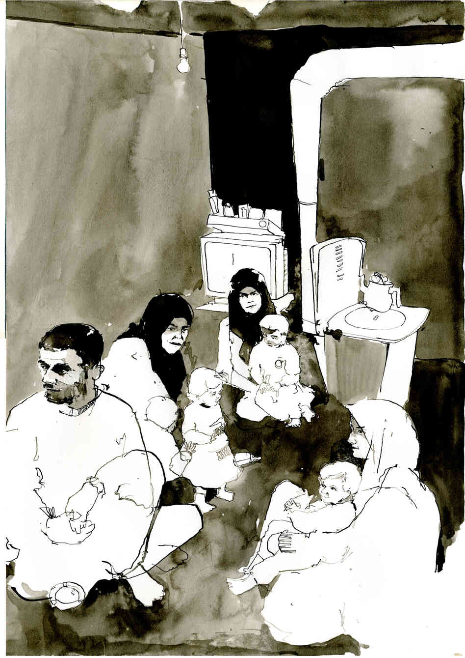 Although they are in Turkey, many Syrian refugees are so scared of the regime that they will not allow their pictures to be taken; even drawing takes some persuading. I felt such compassion for these people, but none more so when they thanked me for drawing them. So generous and so brave.