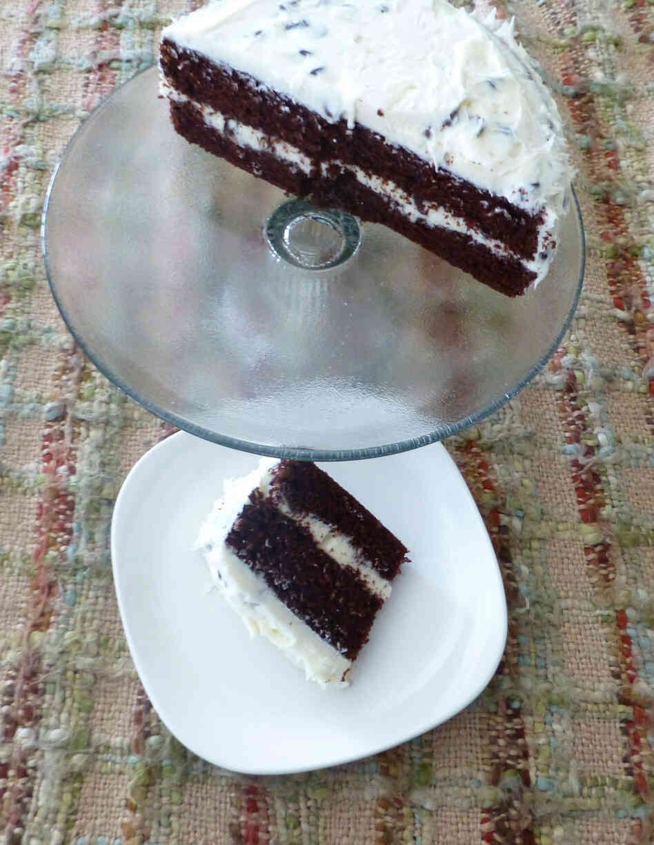 Chocolate Mayonnaise Cake With Vanilla Chocolate Chip Buttercream Frosting