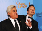 Jay Leno and Jimmy Fallon pose in the press room during the Golden Globe Awards in January. Jay Leno and Jimmy Fallon pose in the press room during the Golden Globe Awards in January.
