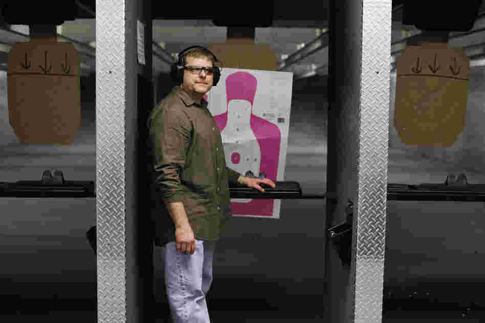Gun enthusiast Paul Gwaltney at Blue Ridge Arsenal, in Chantilly, Va. Gwaltney, an NPR listener, agreed to host a discussion about guns with friends and colleagues.