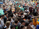 Fans in the mosh pit during the performance of Liturgy at the 2012 Pitchfork Music Festival in Union Park, Chicago, on July 14, 2012. Fans in the mosh pit during the performance of Liturgy at the 2012 Pitchfork Music Festival in Union Park, Chicago, on July 14, 2012.