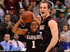 Siyani Chambers and Laurent Rivard of the Harvard Crimson celebrate as the Crimson defeat the New Mexico Lobos 68-62 during the the 2013 NCAA Men's Basketball Tournament on Thursday in Salt Lake City, Utah. Siyani Chambers and Laurent Rivard of the Harvard Crimson celebrate as the Crimson defeat the New Mexico Lobos 68-62 during the the 2013 NCAA Men's Basketball Tournament on Thursday in Salt Lake City, Utah.