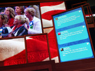 Tweets from GOP supporters scroll along the side of a large-screen display at the Republican National Convention in Tampa, Fla., on Aug. 28, 2012. Tweets from GOP supporters scroll along the side of a large-screen display at the Republican National Convention in Tampa, Fla., on Aug. 28, 2012.