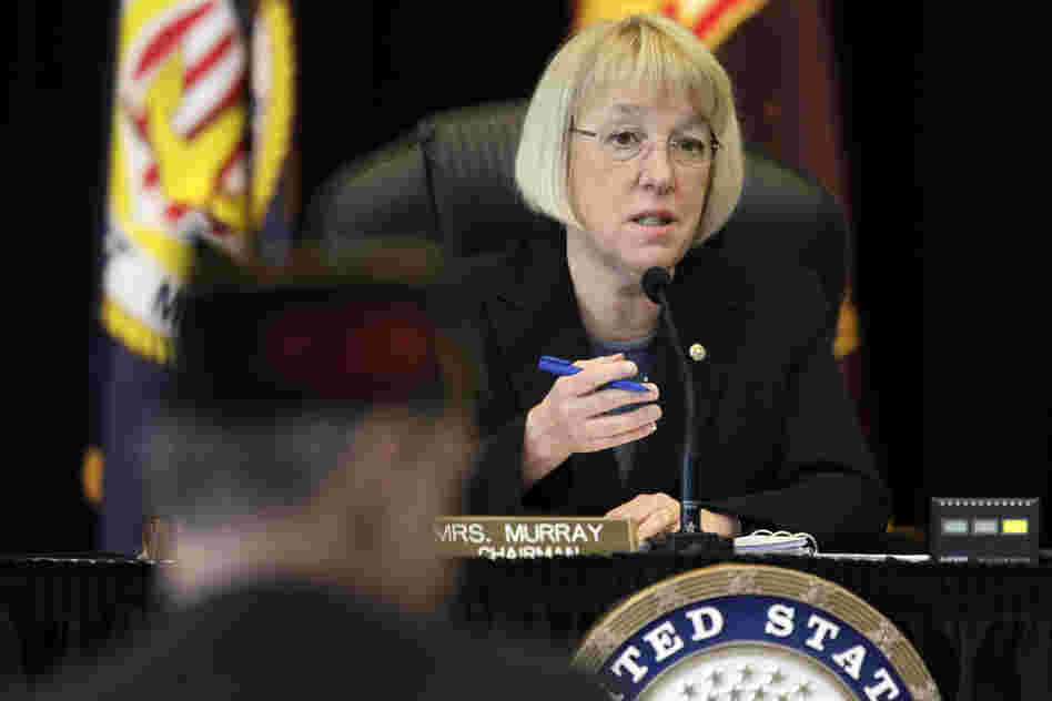 Sen. Patty Murray, D-Wash., speaks at a field hearing of the Senate Veterans' Affairs Committee, in Tacoma, Wash., last year. 