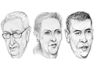 (Left to right) Sketches of Henry Kissinger, Hillary Clinton and President Barack Obama (Left to right) Sketches of Henry Kissinger, Hillary Clinton and President Barack Obama