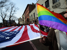 Marriage equality supporters take part in a march and rally ahead of U.S. Supreme Court arguments on legalizing same-sex marriage in New York on Sunday. Marriage equality supporters take part in a march and rally ahead of U.S. Supreme Court arguments on legalizing same-sex marriage in New York on Sunday.