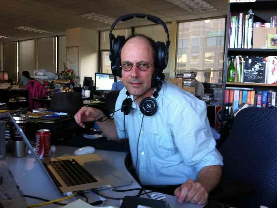 I snapped this picture of All Songs Considered host Bob Boilen when he was particularly flummoxed by his headphones. I snapped this picture of All Songs Considered host Bob Boilen when he was particularly flummoxed by his headphones.