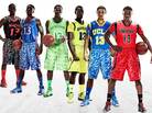 This photo illustration released by Adidas shows the uniforms for NCAA basketball teams (from left) University of Cincinnati, University of Kansas, University of Notre Dame, Baylor University, UCLA and the University of Louisville. This photo illustration released by Adidas shows the uniforms for NCAA basketball teams (from left) University of Cincinnati, University of Kansas, University of Notre Dame, Baylor University, UCLA and the University of Louisville.